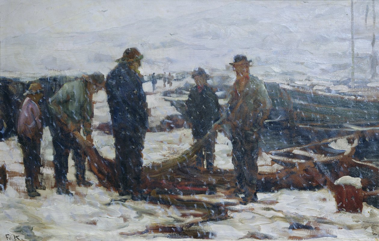 Kalastajat, n. 1900 (öljy kankaalle) tekijältä Fredrik Kolstoe