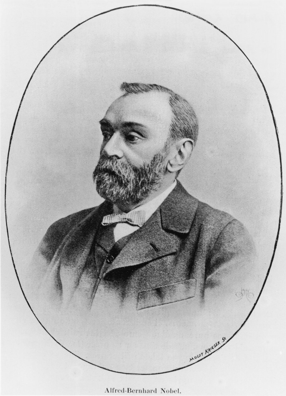 Alfred Nobelin (1833-96) kuvitus La Revue Illustresta, 1902 (valokuva) tekijältä French Photographer