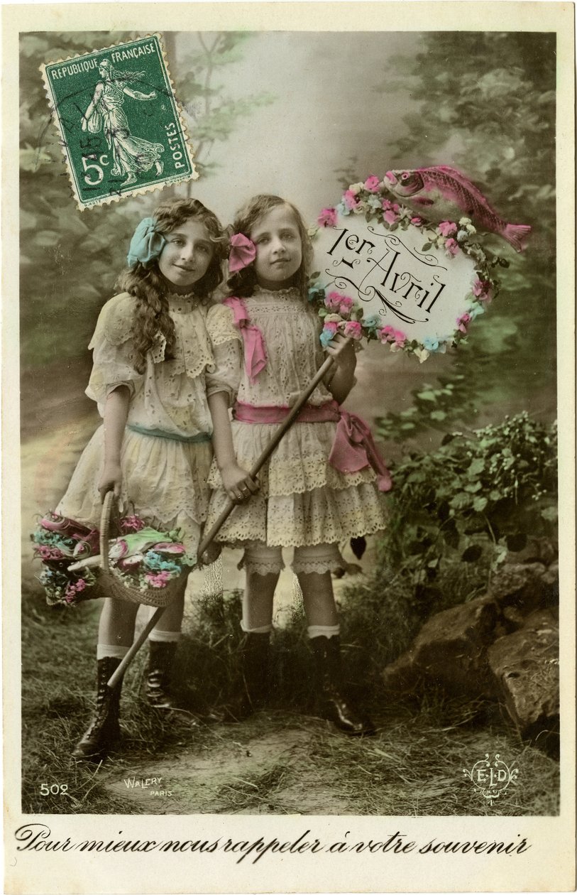 Tervehdys, aprillipäivä, 1906 (värillinen kuva) tekijältä French Photographer