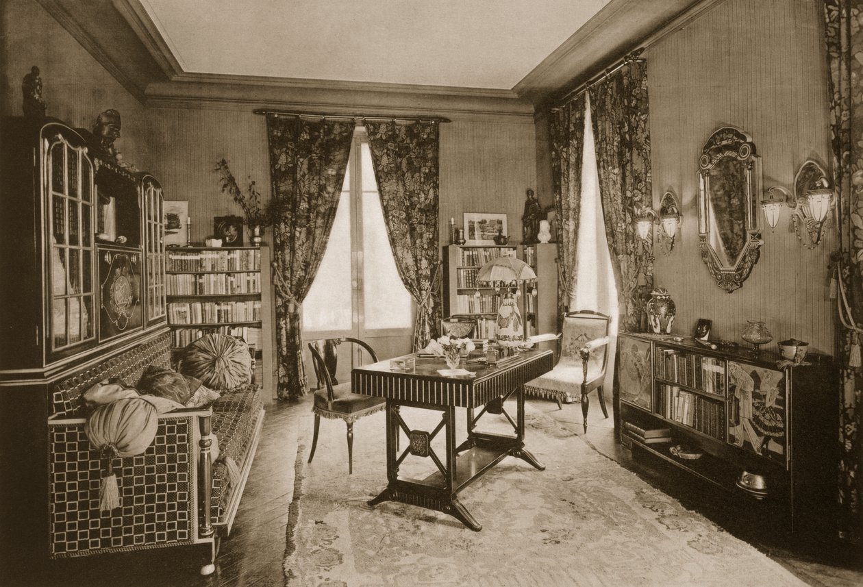 P. Lahallen ja G. Levardin suunnittelema lounge, Ensembles Choisiksen levy 21, julkaistu 1930 tekijältä French Photographer