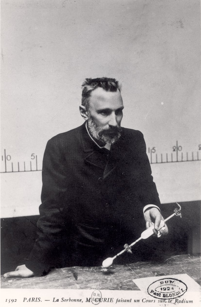 Pierre Curie (1859-1906) opettaa radiumia Sorbonnessa, 1906 tekijältä French Photographer