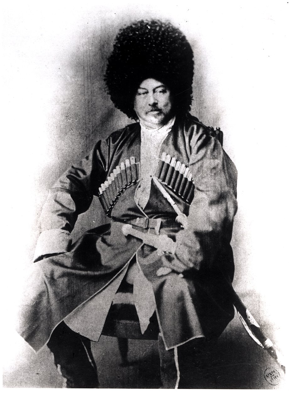 Alexandre Dumas Peren (1802-70) muotokuva venäläisessä puvussa tekijältä French Photographer