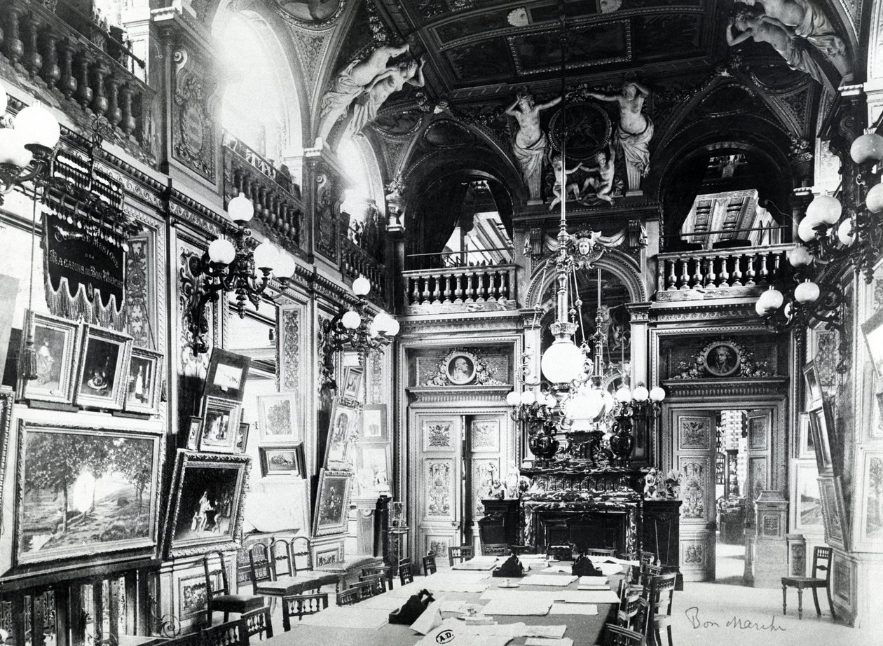 Bon Marché -tavaratalojen lukusali ja taidegalleria, Pariisi, 1800-luvun loppu tekijältä French Photographer