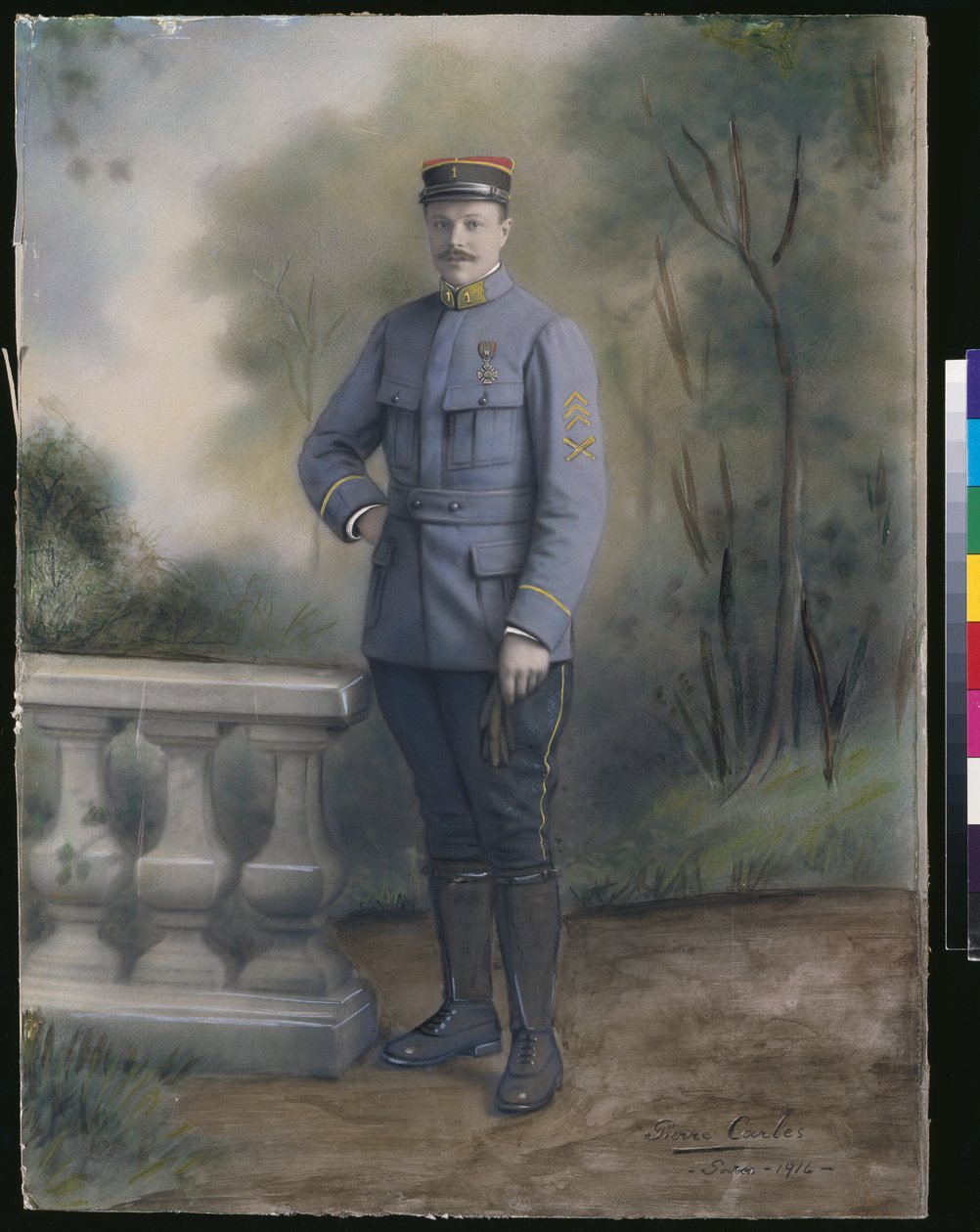 Ensimmäisen jalkaväkirykmentin luutnantti, 1916 (värillinen kuva). tekijältä French Photographer