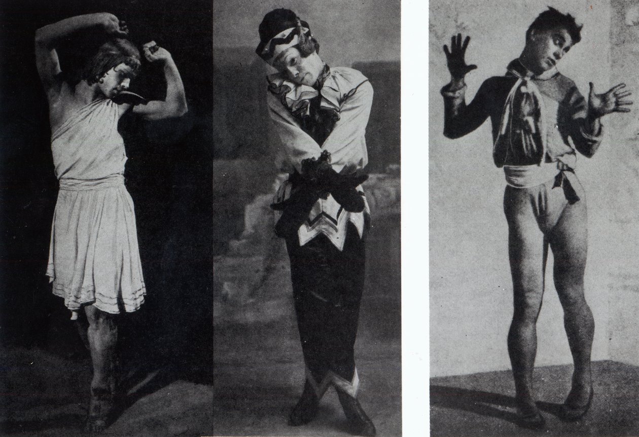 Vaslav Nijinsky Narcissen roolissa, Petrouchka ja Till Eulenspiegl, n. 1911-16 tekijältä French Photographer