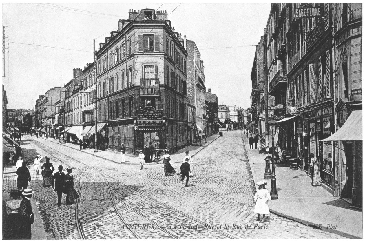Näkymä Asnieresille, Grande Ruelle ja Rue de Parisille, noin 1900 tekijältä French Photographer