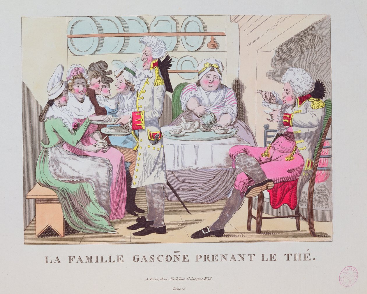 Perhe Gasconysta juo teetä, 1815 tekijältä French School