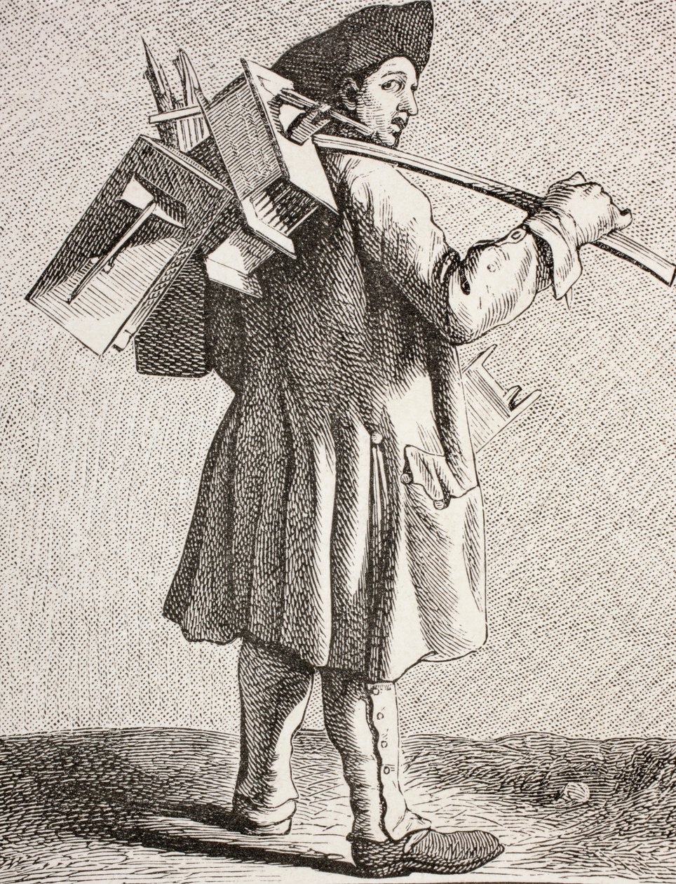 Rotansieppaaja ansoillaan 1700-luvun Pariisissa, 1875 tekijältä French School