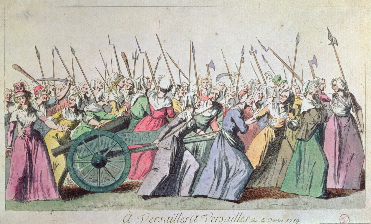 "Versailles, Versailles" Naisten marssi Versaillesiin, Pariisi, 5. lokakuuta 1789 (ks. 127501 ja 154733). tekijältä French School