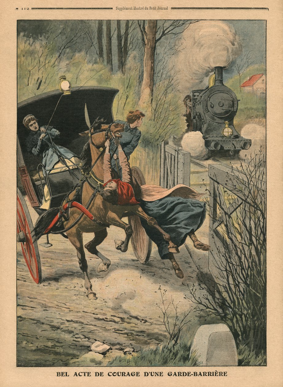 Tasoristeyksen vartijan rohkeuden teko, kuva Le Petit Journalista, liitekuva, 7. huhtikuuta 1907 tekijältä French School