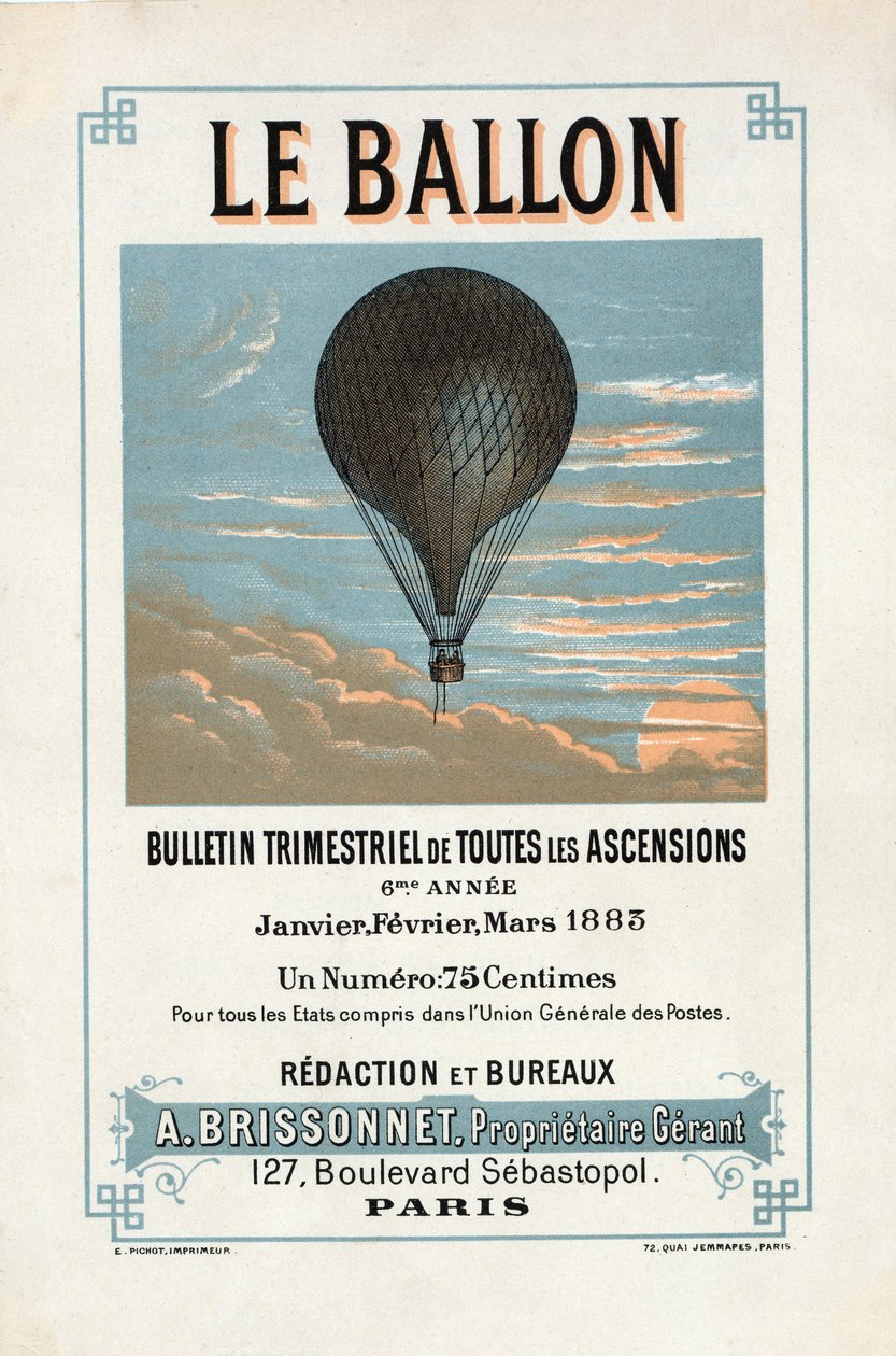 Le Ballonin mainos, tammi, helmi, maaliskuu 1883, pub. 1883 (värilitografia) tekijältä French School