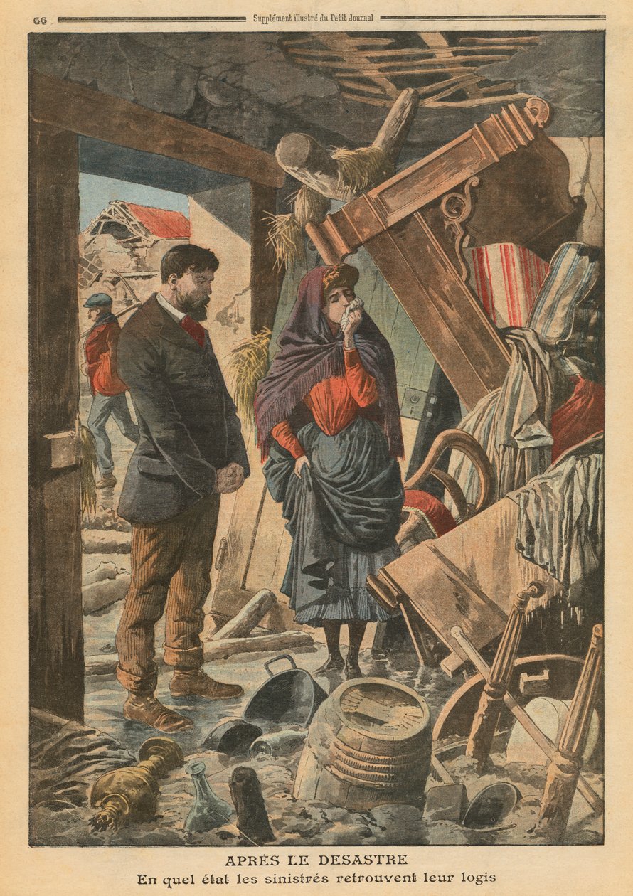 Katastrofin jälkeen, kuvitus "Le Petit Journalista", liitekuva, 13. helmikuuta 1910 tekijältä French School