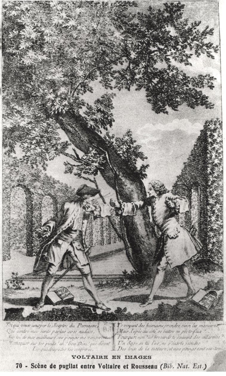 Jean-Jacques Rousseaun (1712-78) ja Voltairen (1694-1778) välinen riita tekijältä French School