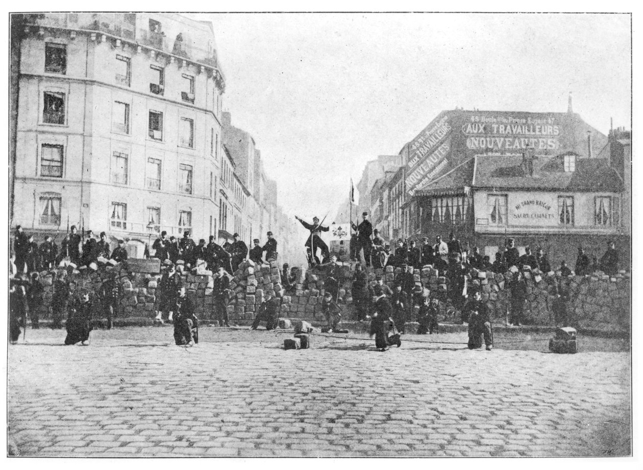 Barrikadi Faubourg Saint-Antoinen kommuunin aikana, 18. maaliskuuta 1871 tekijältä French School