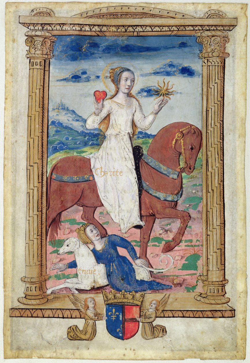 CL 22718 C Charity Against Envy, Rondeaux des Vertuksesta, luotu Louis de Savoielle tekijältä French School