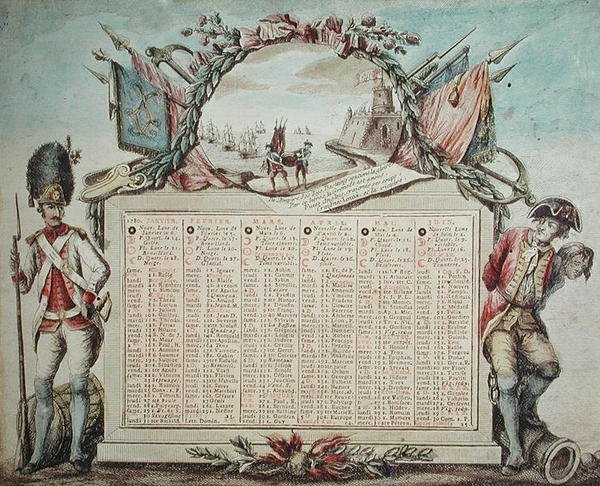Kalenteri vuodelle 1780 tekijältä French School