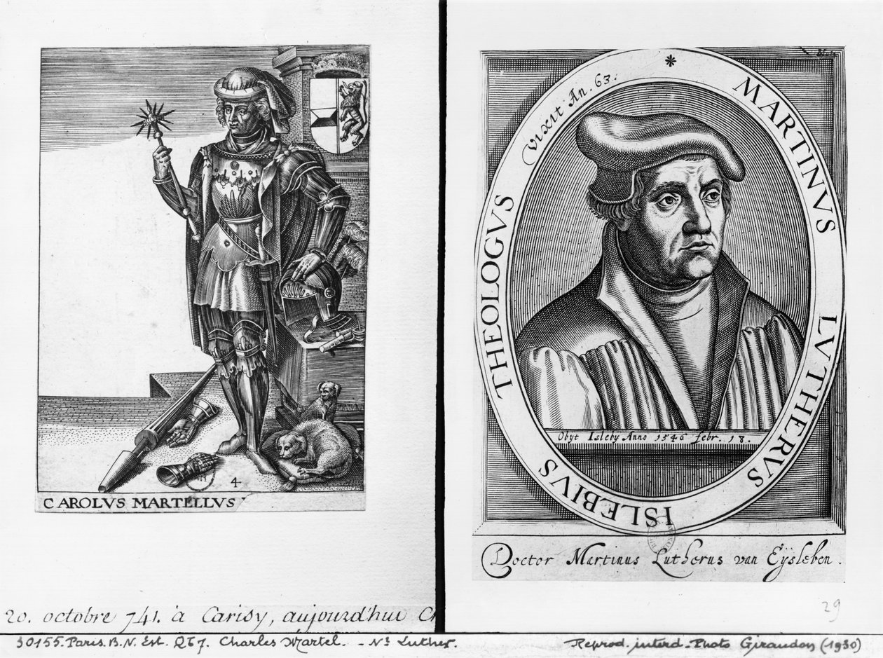 Charles Martel (688-741) ja Martin Luther (1483-1546) tekijältä French School