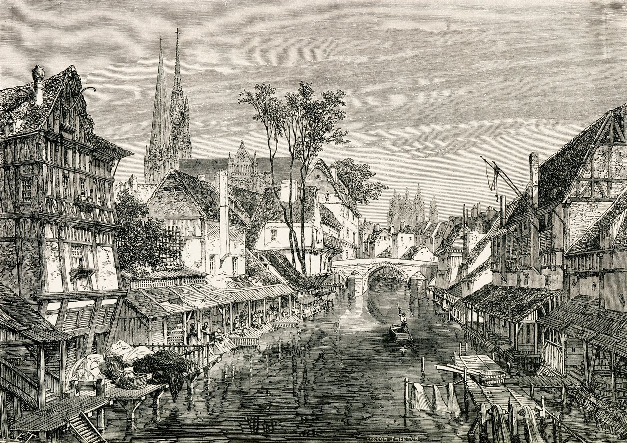 Chartres, Ranska, 1800-luvulla, pastori Samuel G. Greenin "French Pictures" -julkaisusta, julkaistu 1878 tekijältä French School