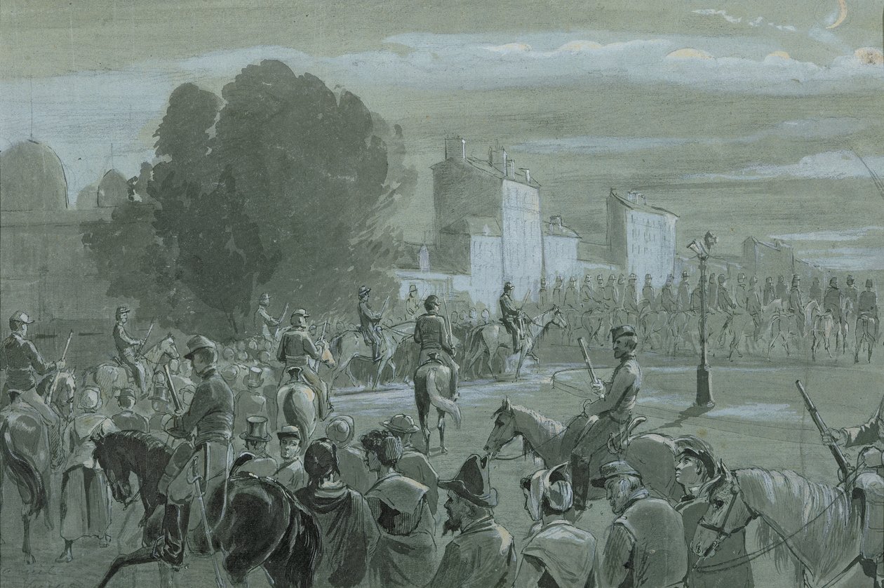 Communardin vangit saatettu Versaillesiin, 1871 (kynä ja muste ja wc paperilla) tekijältä French School
