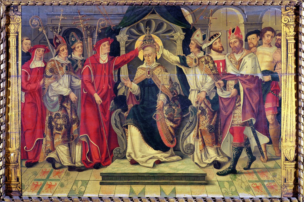 Paavi Celestinus V:n (n. 1215-1296) kruunaus elokuussa 1294 tekijältä French School