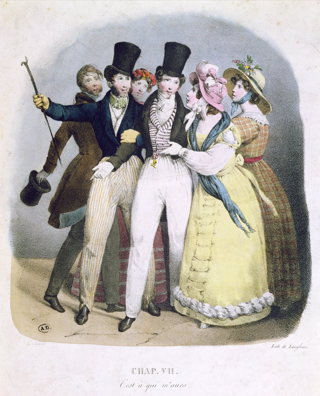 Dandy ihailijoiden kanssa, noin 1830 tekijältä French School