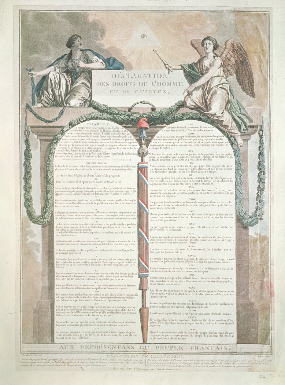 Ihmisoikeuksien julistus, 10. elokuuta 1793. tekijältä French School