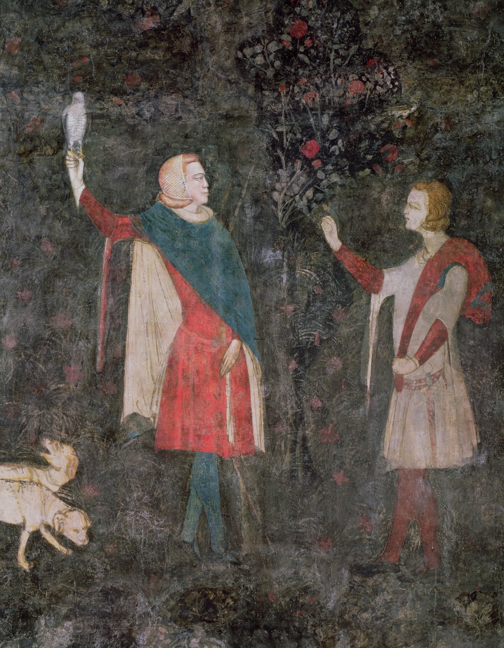 Yksityiskohta kahdesta haukkametsästäjästä, polttarit, 1343 tekijältä French School