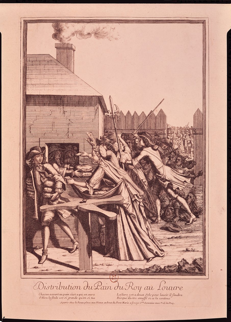 Leivän jakelu Louvressa ruokapulan aikana, 1709 tekijältä French School