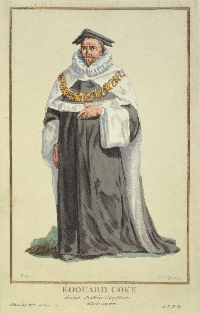 Edward Coke (1552-1634), kaiverrus Pierre Duflos (1742-1816), 1780 (kuparikaiverrus) tekijältä French School