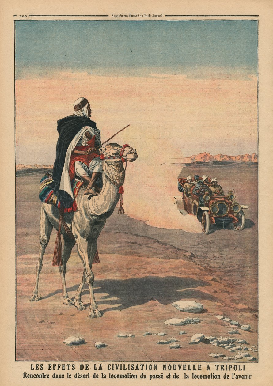 Uuden sivilisaation vaikutukset Tripolissa, kuvitus "Le Petit Journalista", liitekuva, 5. marraskuuta 1911 tekijältä French School