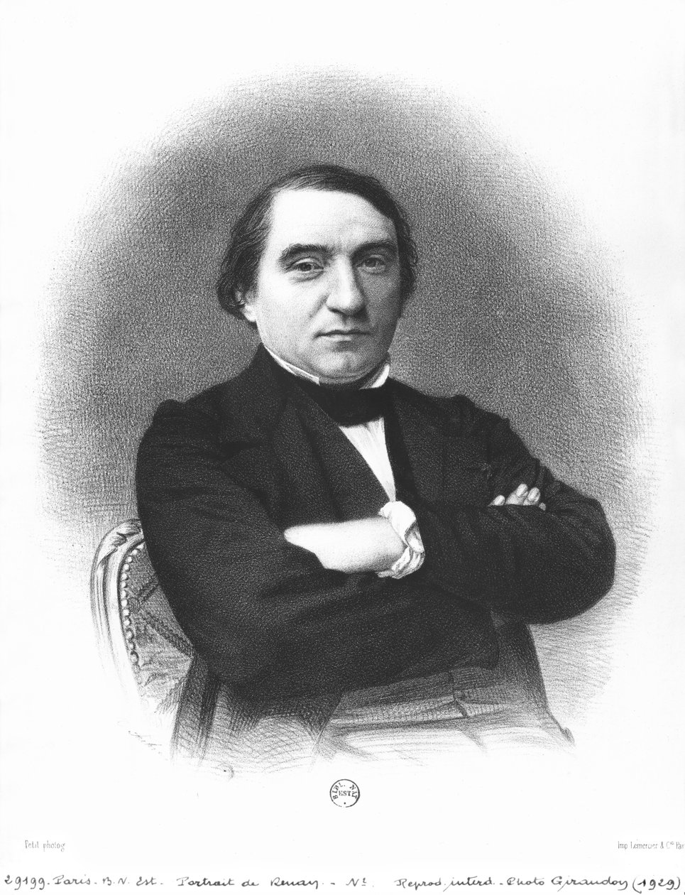 Ernest Renan (1823-92) Pierre Petitin (1832-1909) valokuvan jälkeen tekijältä French School