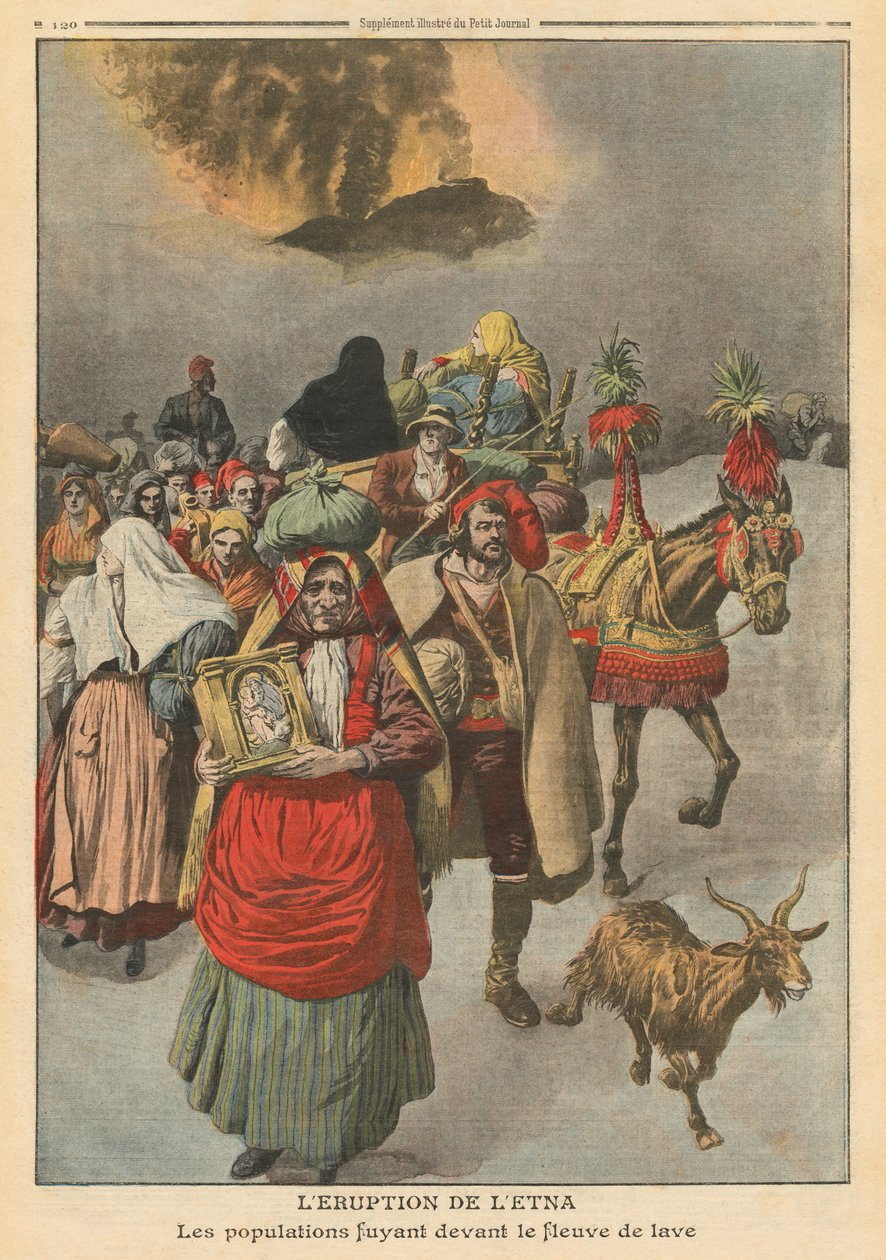 Etna-vuoren purkaus, kuva Le Petit Journalista, liitekuva, 10. huhtikuuta 1910 tekijältä French School
