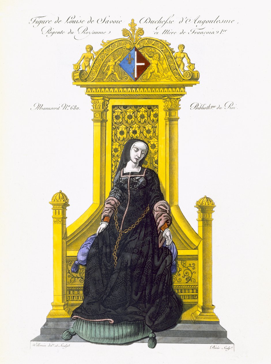 Louise de Savoien hahmo (väriakvatintta) tekijältä French School