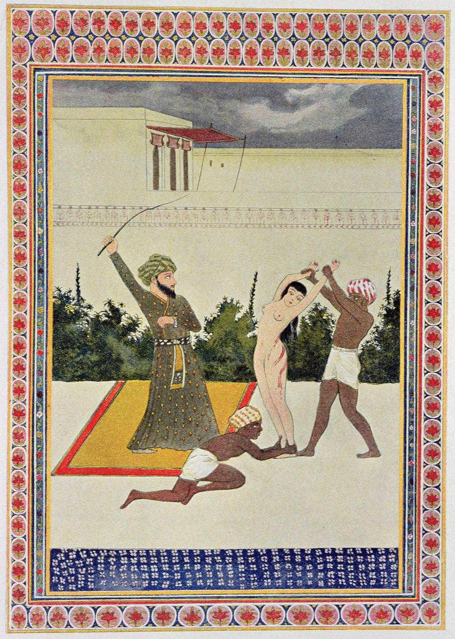 Liputus, kuvitus teoksesta Arabian Nights, 1895 (värikaiverrus) tekijältä French School
