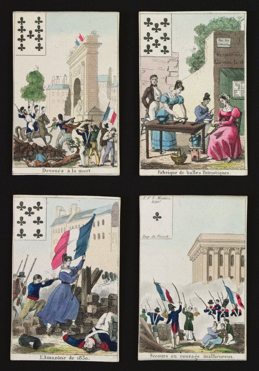 Neljä pelikorttia heinäkuun 1830, 1831 sankareiden muistoksi tekijältä French School