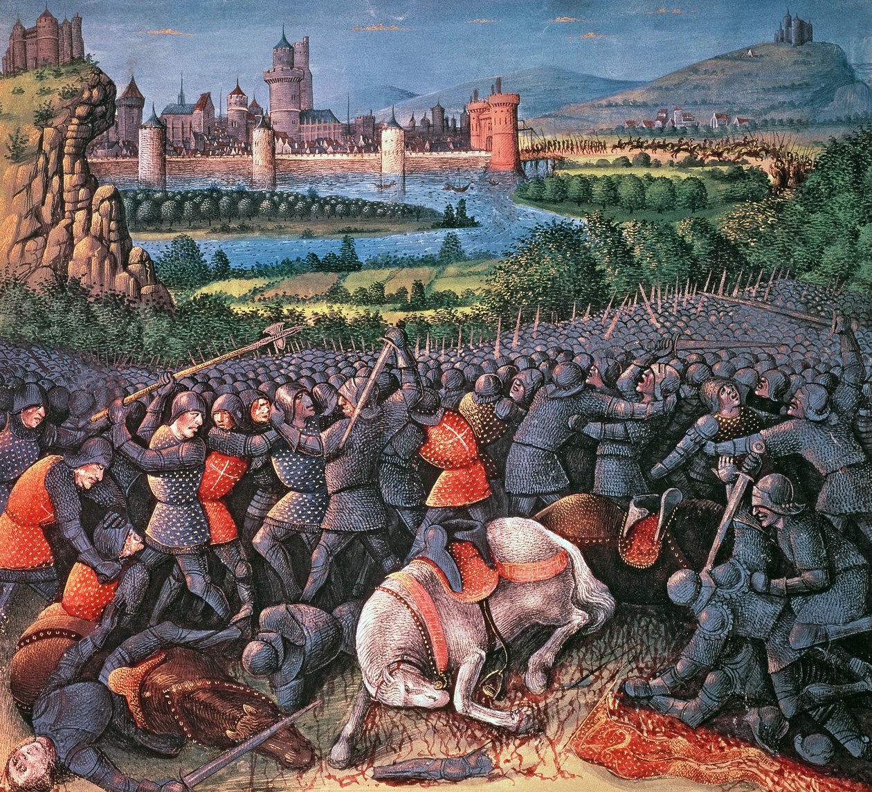 Fr 5594, f.37v Taistelukohtaus, Passages faits Outremer, kirjoittanut Sebastian Marmoret, n. 1490 tekijältä French School