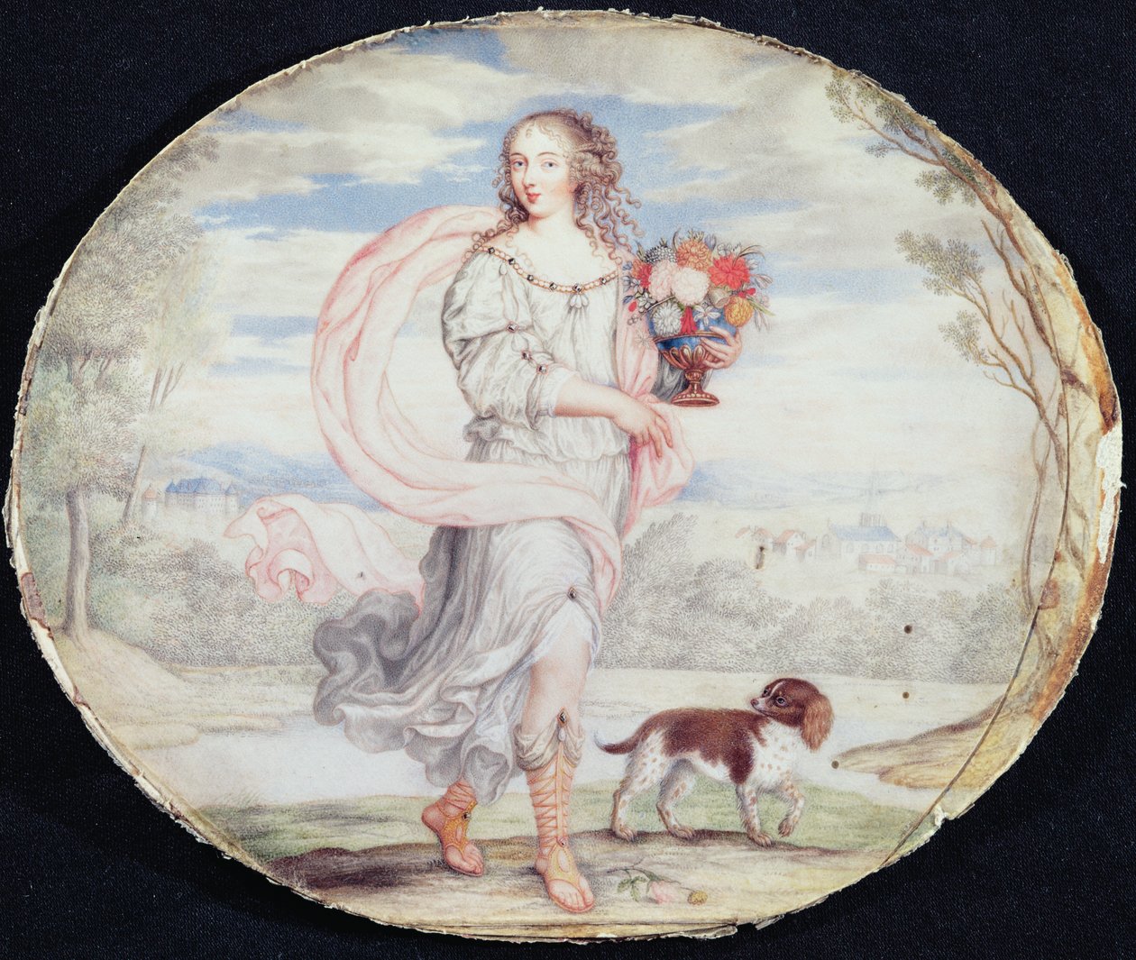 Francoise Louis de la Baume le Blanc (1644-1710) Mademoiselle de la Valliere (guassia pergamentille, kortti) tekijältä French School