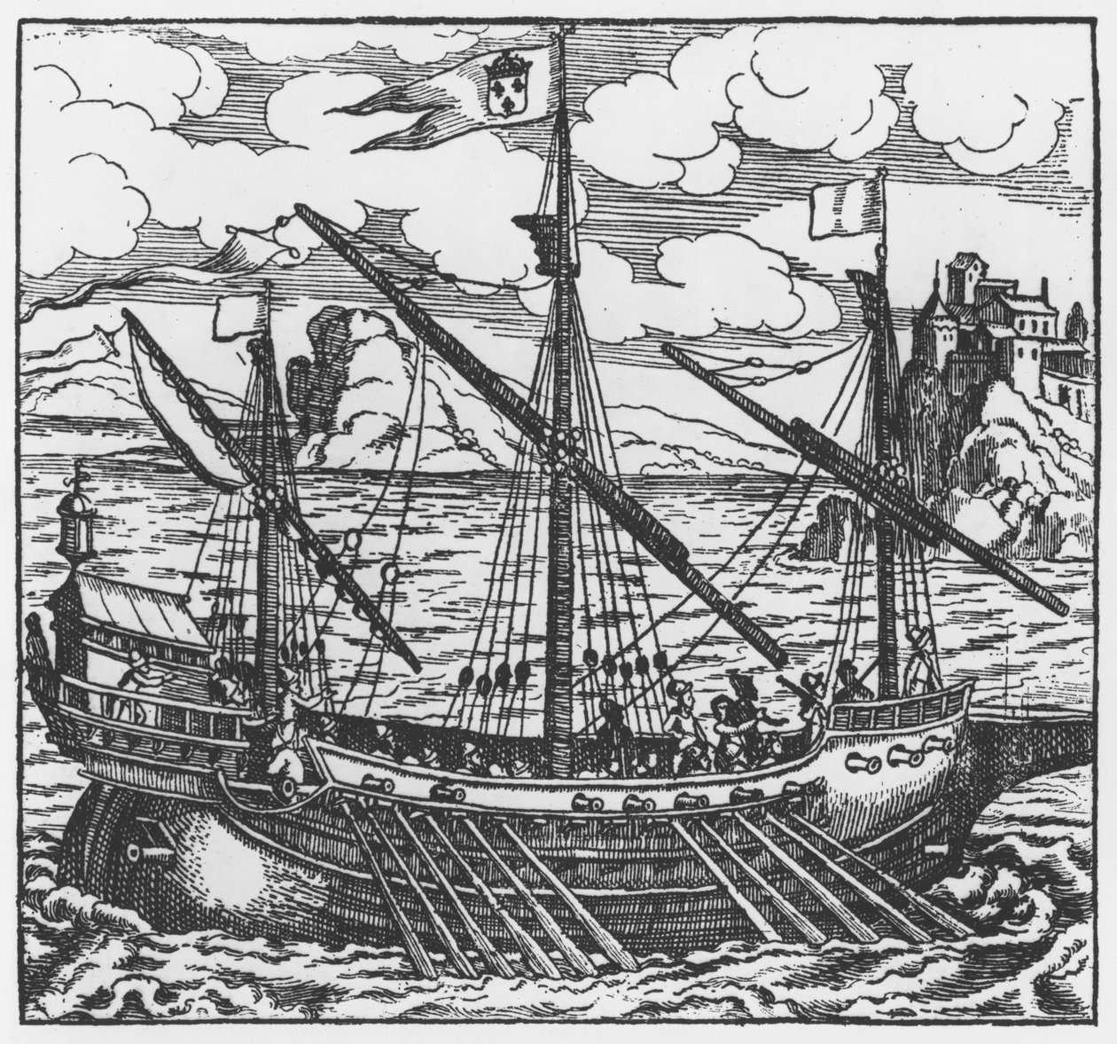 Ranskalainen keittiö, joka on toiminut Levantin satamissa Ludvig XI:stä (1423-1483) lähtien (ksylografi) tekijältä French School