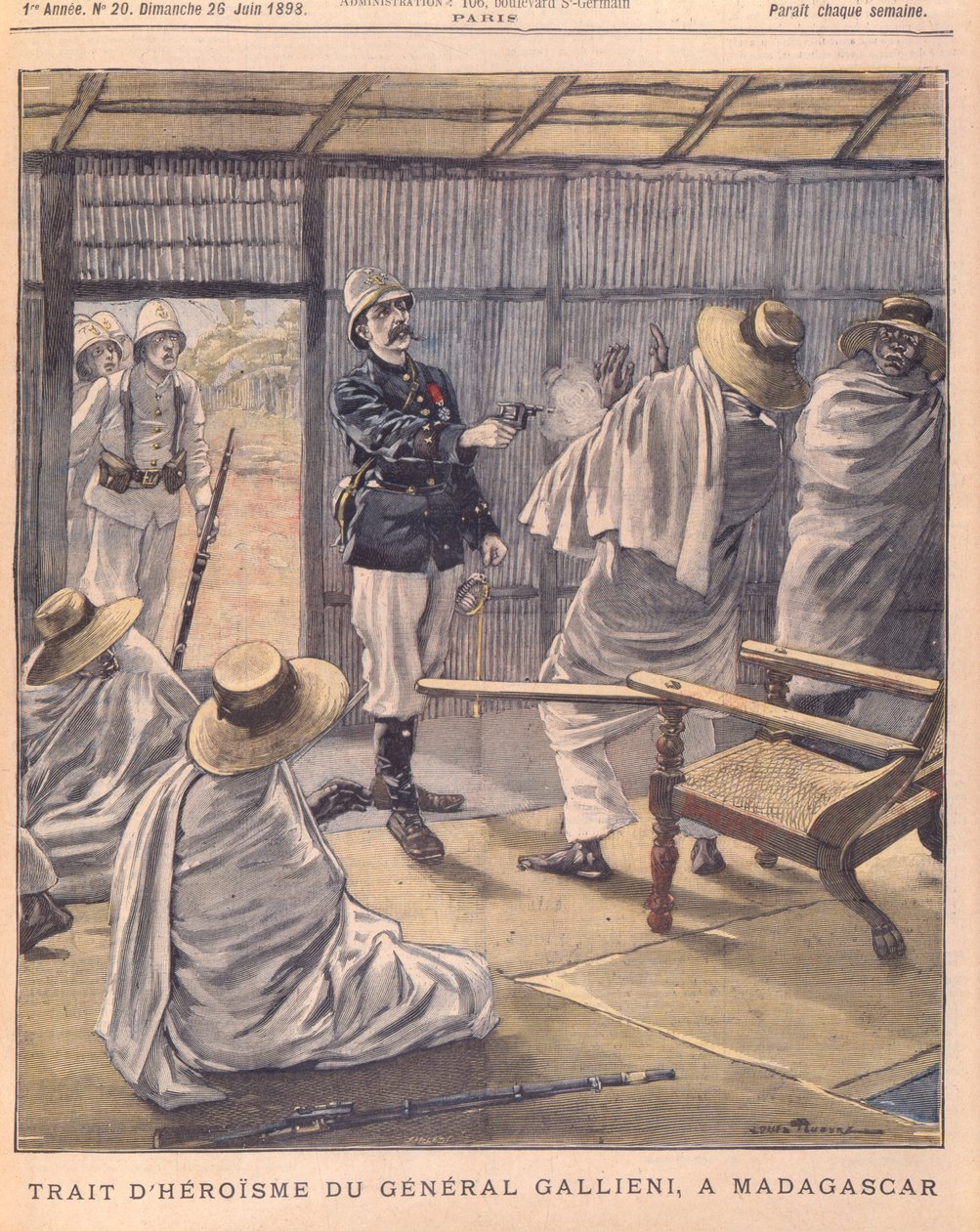 Kenraali Gallienin sankariteko Madagaskarilla, Le Petit Journalin kansi, 26. kesäkuuta 1898 tekijältä French School