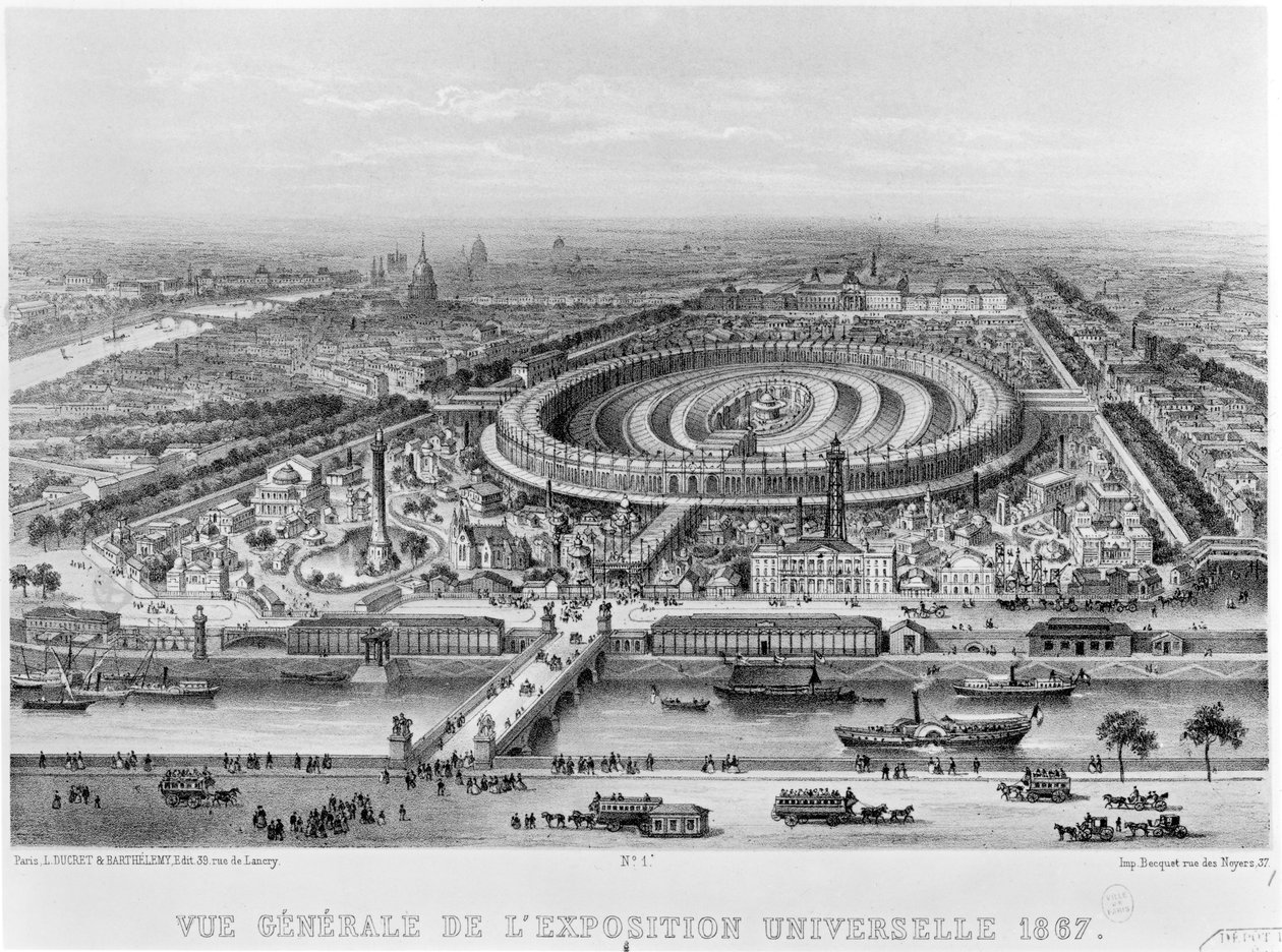 Yleisnäkymä Pariisin maailmannäyttelystä vuonna 1867 tekijältä French School