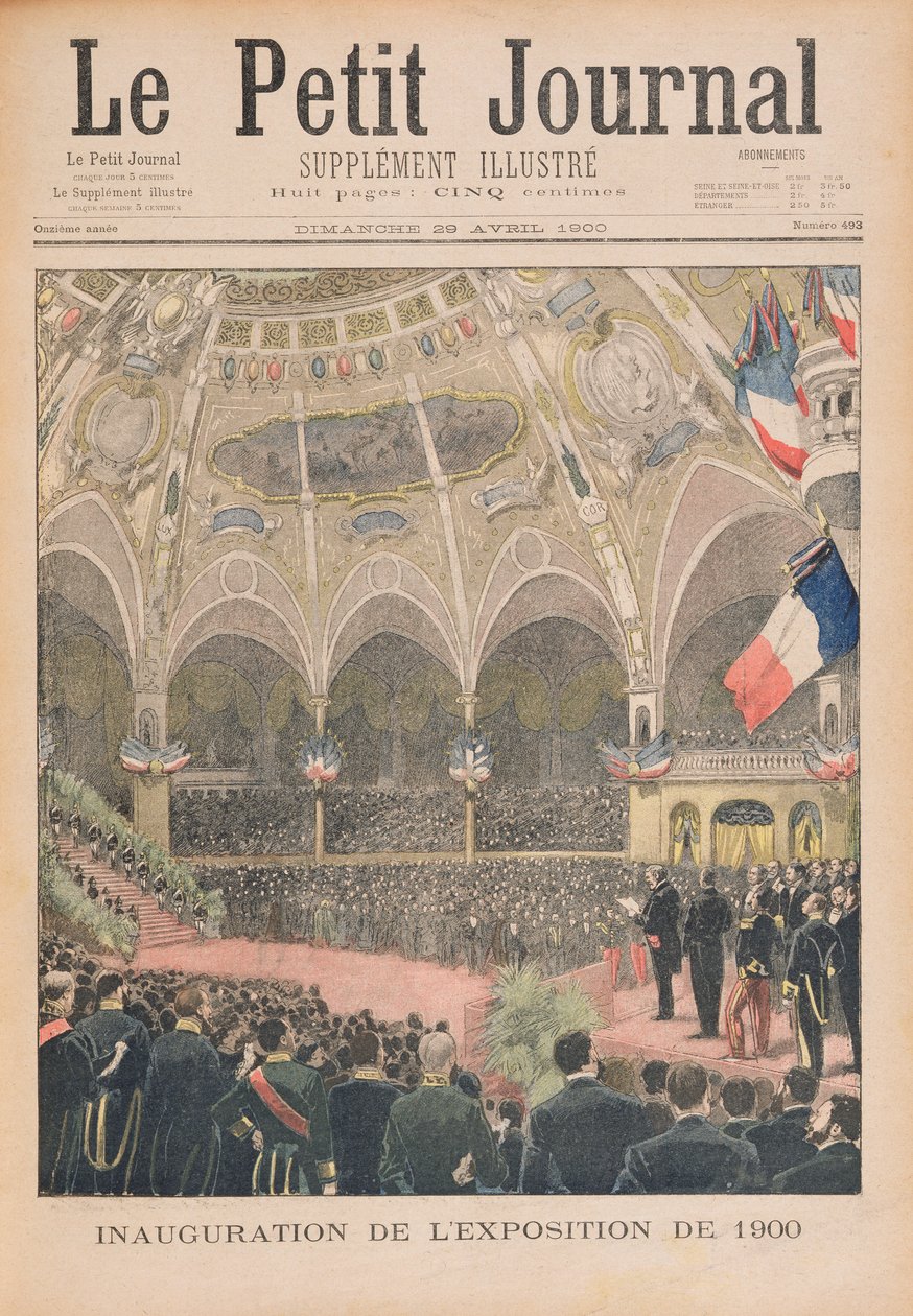 Vuoden 1900 yleismaailmallisen näyttelyn avajaiset Pariisissa, kuvitus "Le Petit Journalista", 29. huhtikuuta 1900 tekijältä French School