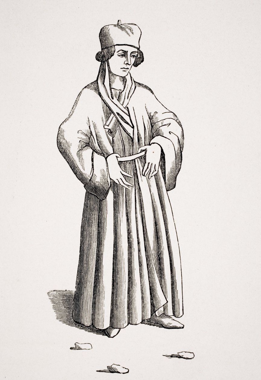 Tuomari 1400-luvun käsikirjoituksen piirustuksen jälkeen Paul Lacroixin (1806-84) teoksesta "Le Moyen Age et la Renaissance", julkaistu 1847 tekijältä French School