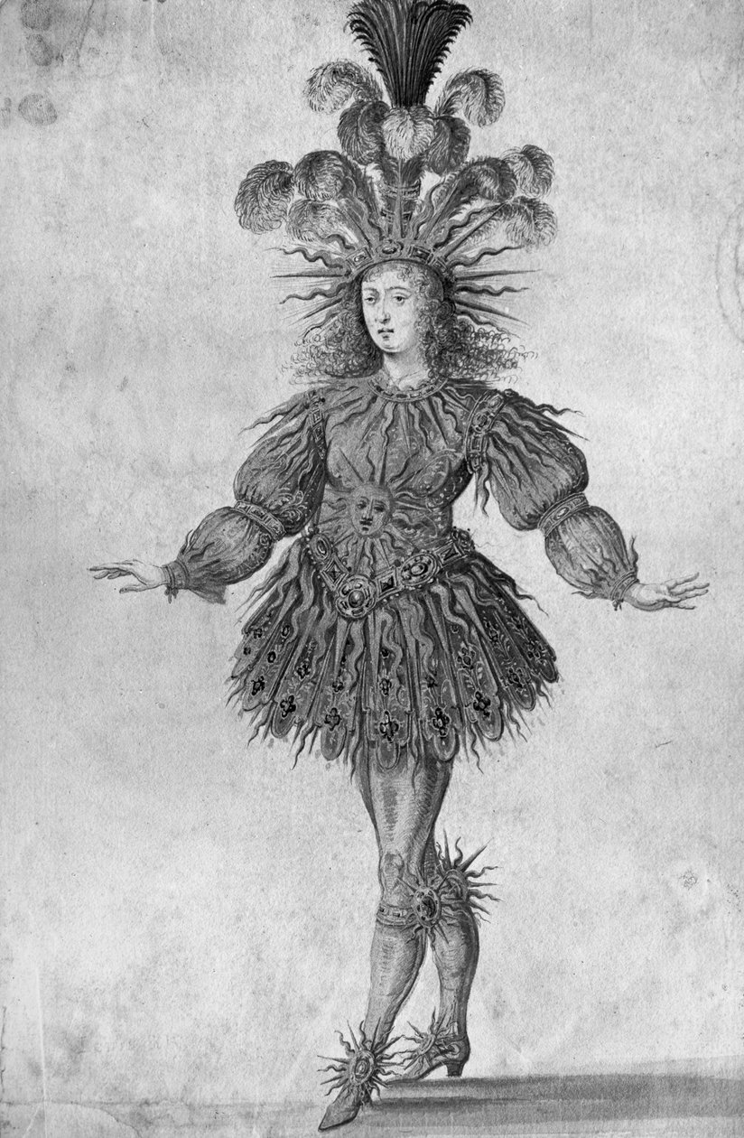 Ranskan kuningas Ludvig XIV Aurinkokuninkaan asussa baletissa "La Nuit", 1653 tekijältä French School