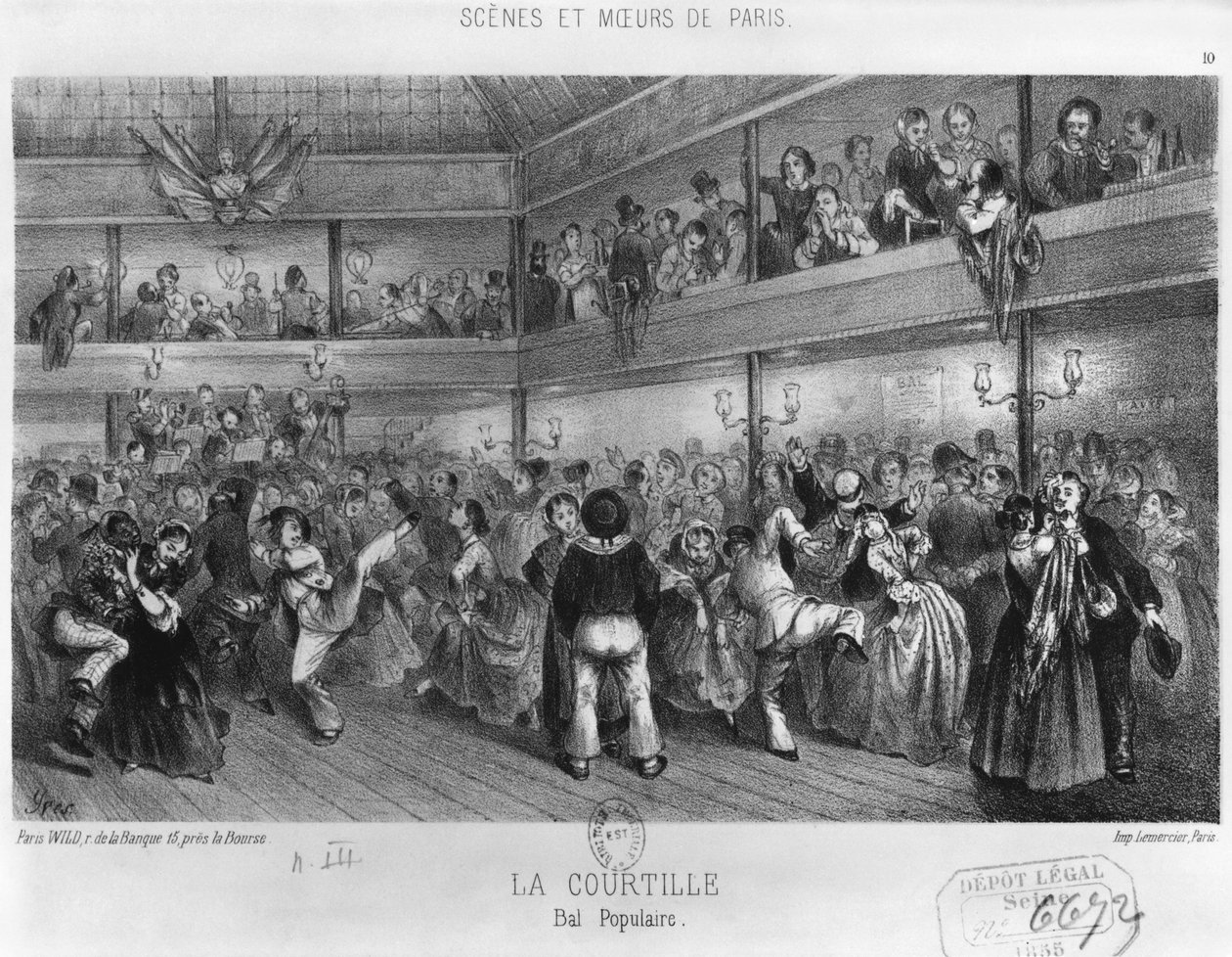 La Courtille, suosittu tanssi, Yvesin kaiverrus (1800-luku) tekijältä French School
