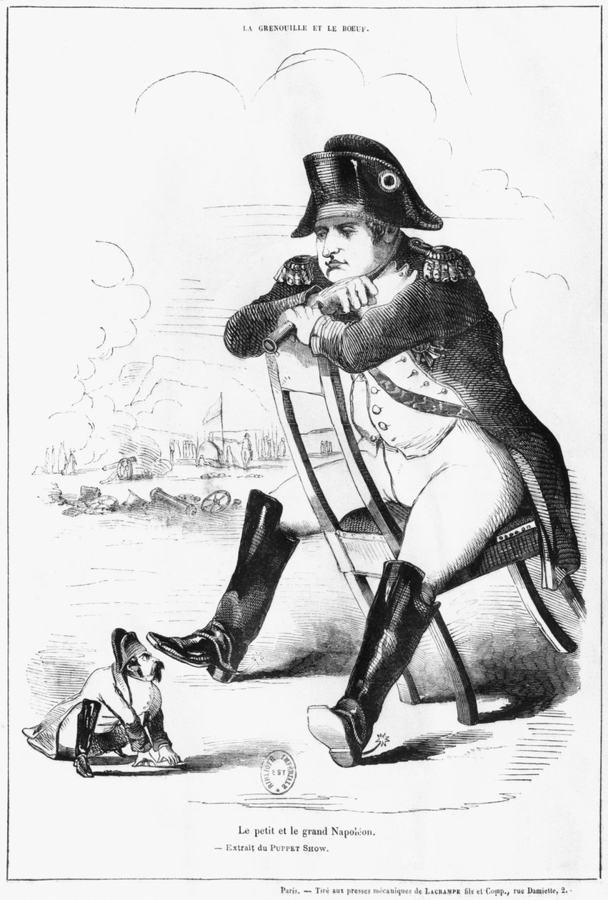 La Grenouille et le Boeuf: Pieni ja suuri Napoleon I, karikatyyri Nukketeatterista tekijältä French School