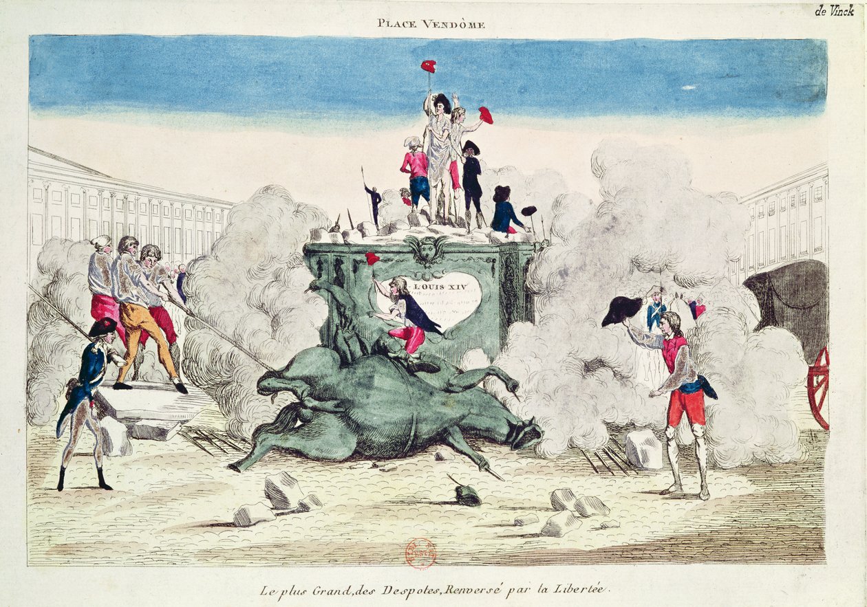 Liberty kaataa suurimman despootin patsaan Place Vendomessa 11. elokuuta 1792 1792 tekijältä French School