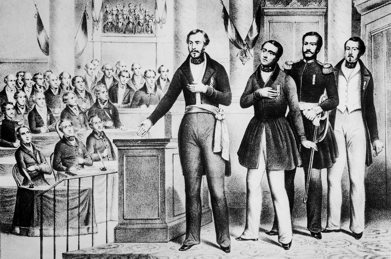 Louis Napoleon Bonaparte III (1808-73) vannoi uskollisuutta ja omistautumista Ranskan tasavallalle tekijältä French School