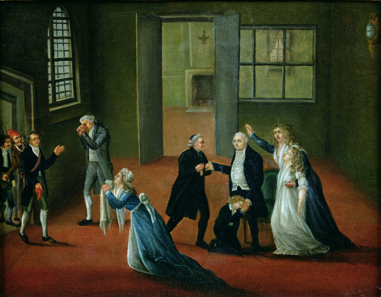 Ludvig XVI (1754-93) jättää hyvästit perheelleen, 20. tammikuuta 1793 tekijältä French School