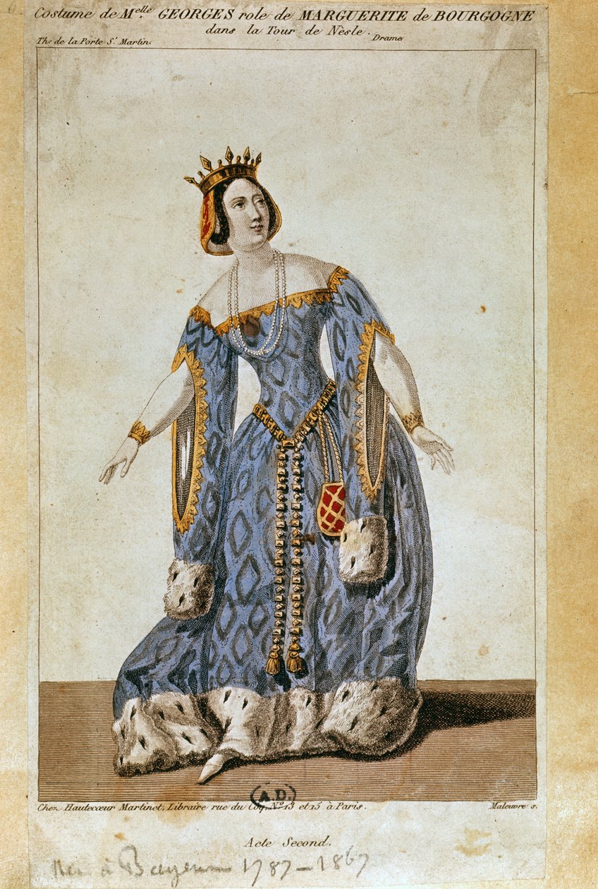 Mademoiselle George Margueritena La Tour de Neslesin II näytöksessä tekijältä French School