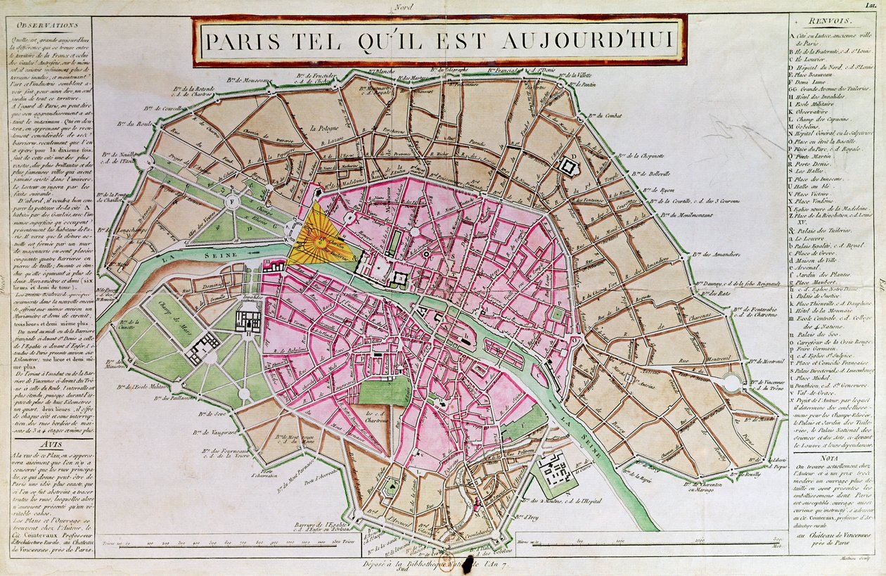 Pariisin kartta, kesäkuu 1800 tekijältä French School